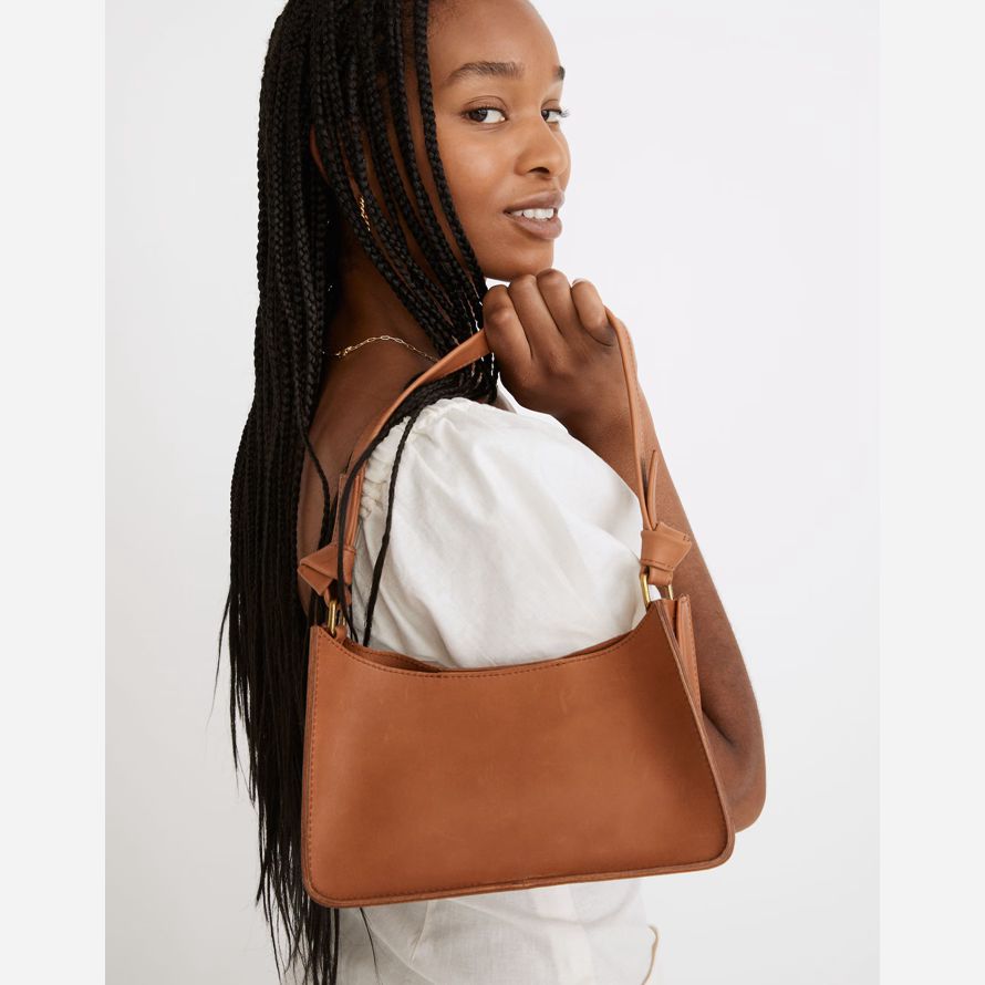 womens madewell the sydney shoulder bag orange brown