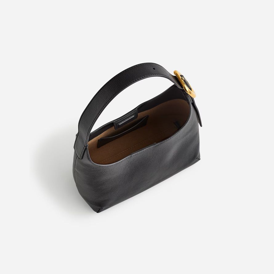 womens madewell the sculptural-buckle shoulder bag black