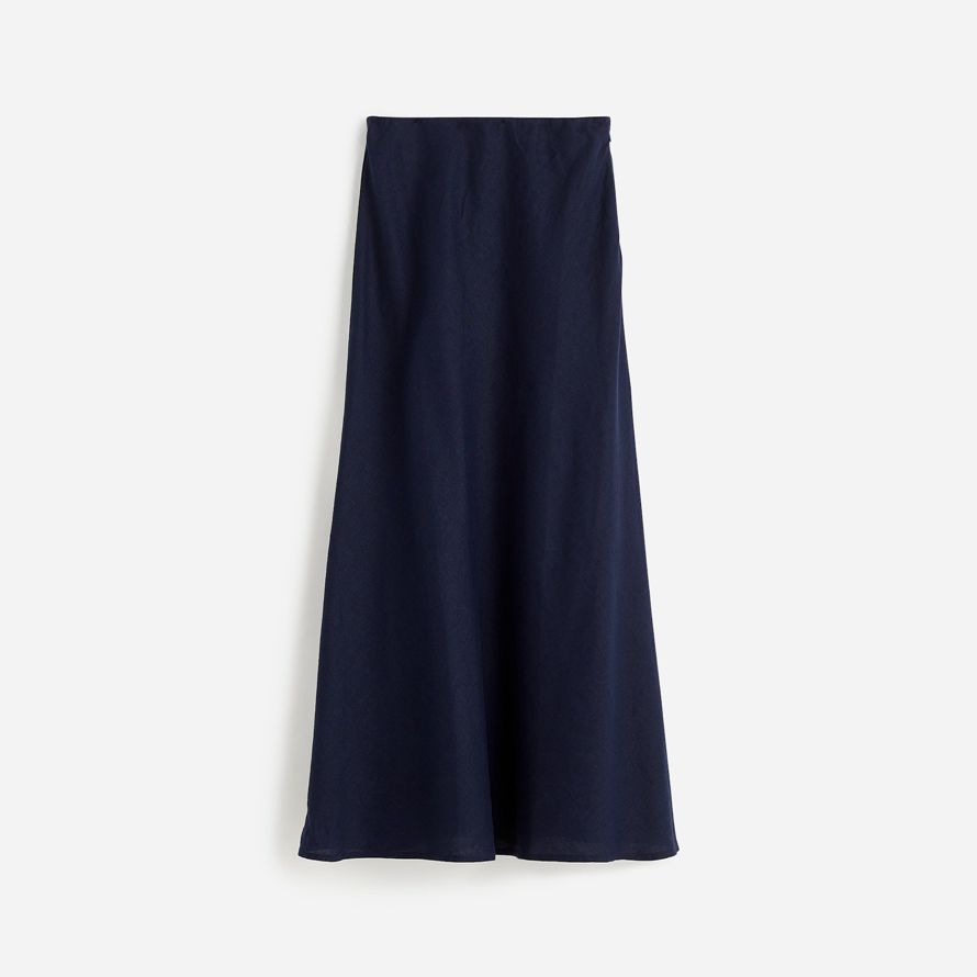 navy womens madewell linen maxi slip skirt