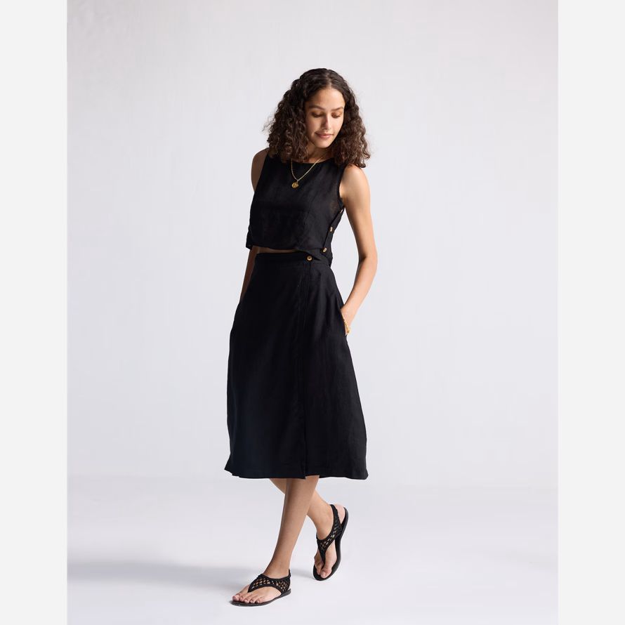 madewell reistorᆴ overlap midi womens skirt black