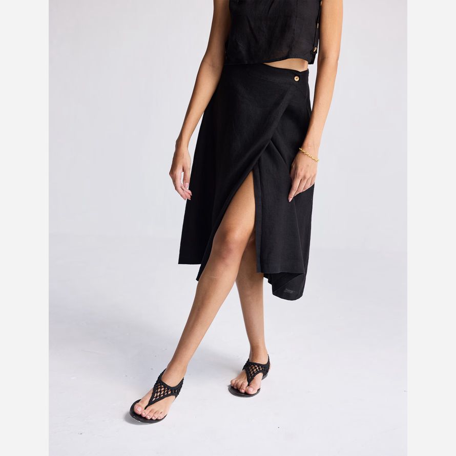 madewell reistorᆴ overlap midi womens skirt black