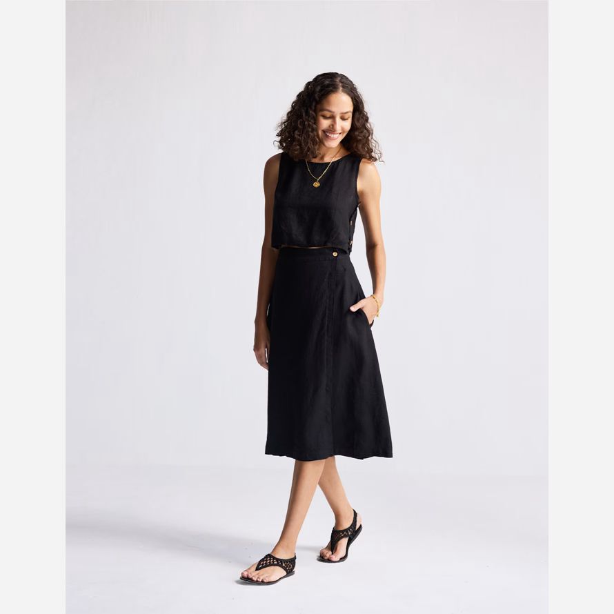madewell reistorᆴ overlap midi womens skirt black