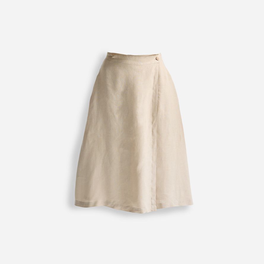 beige womens madewell reistorᆴ overlap midi skirt