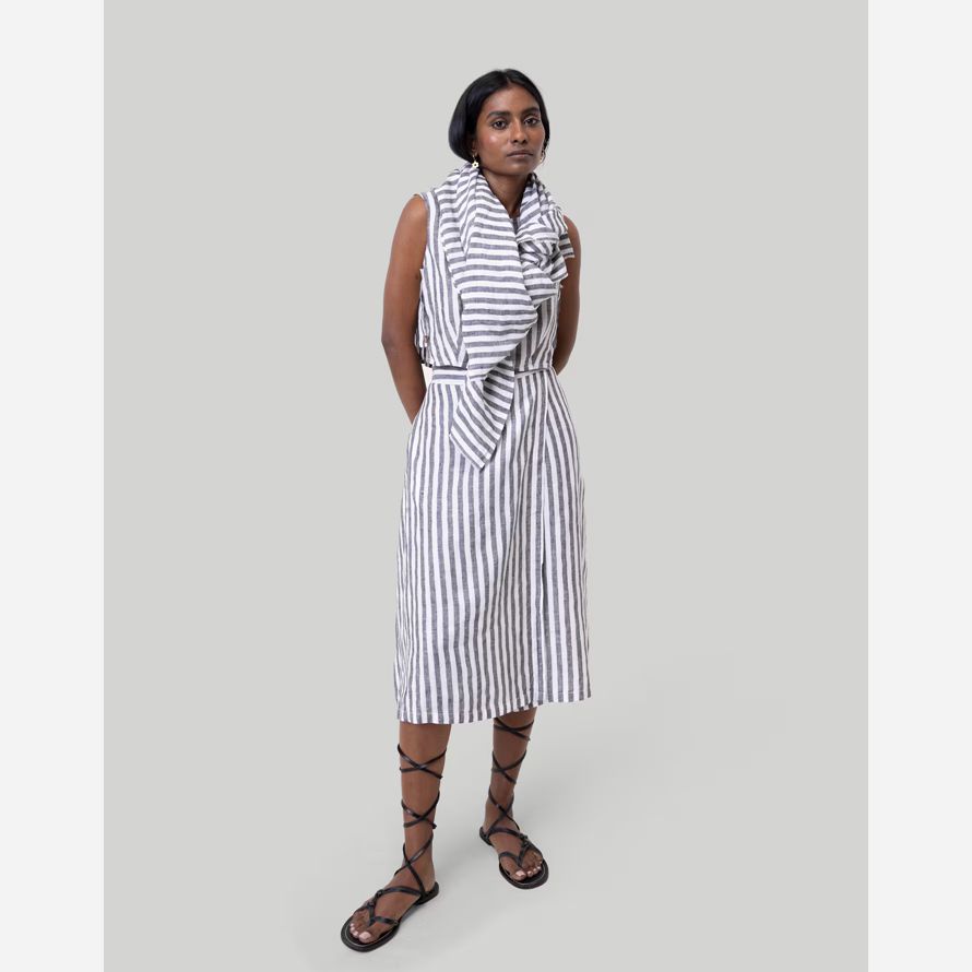 madewell reistor overlap midi womens skirt white blue