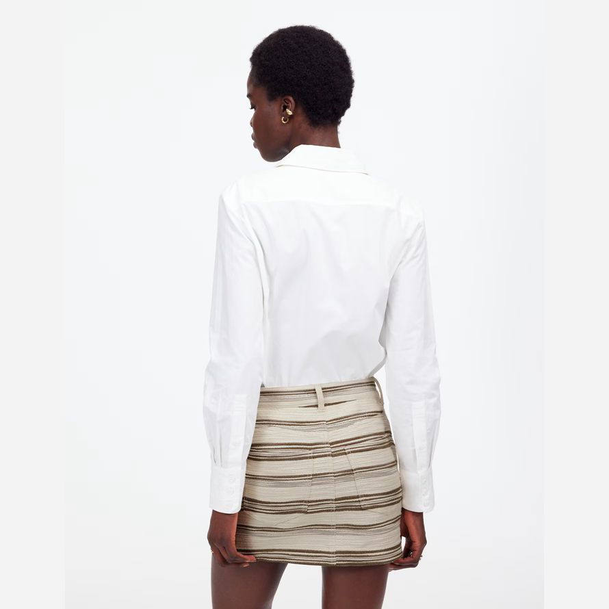 beige dark brown madewell mini striped tweed womens skirt