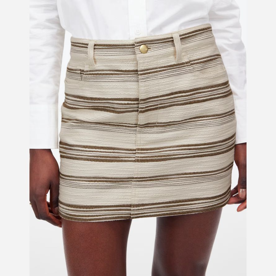 beige dark brown madewell mini striped tweed womens skirt