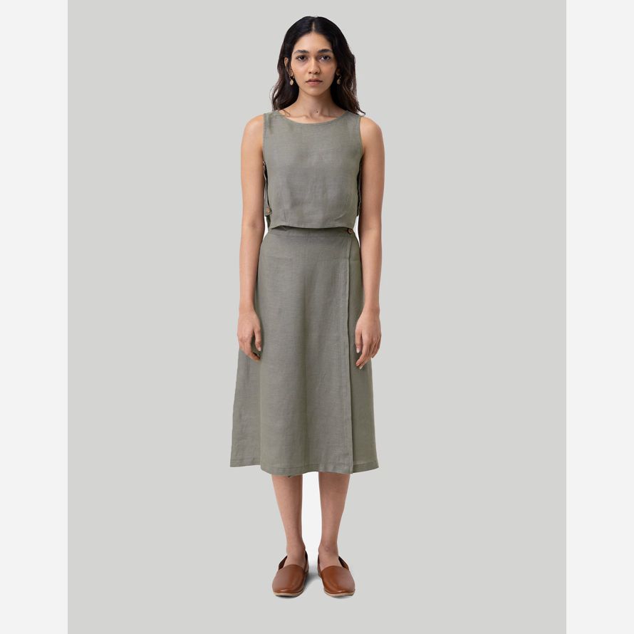 madewell reistor overlap midi womens skirt dark grey