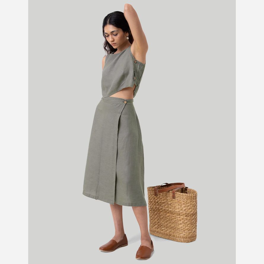 madewell reistor overlap midi womens skirt dark grey