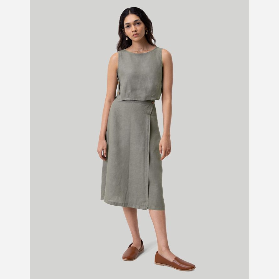 madewell reistor overlap midi womens skirt dark grey