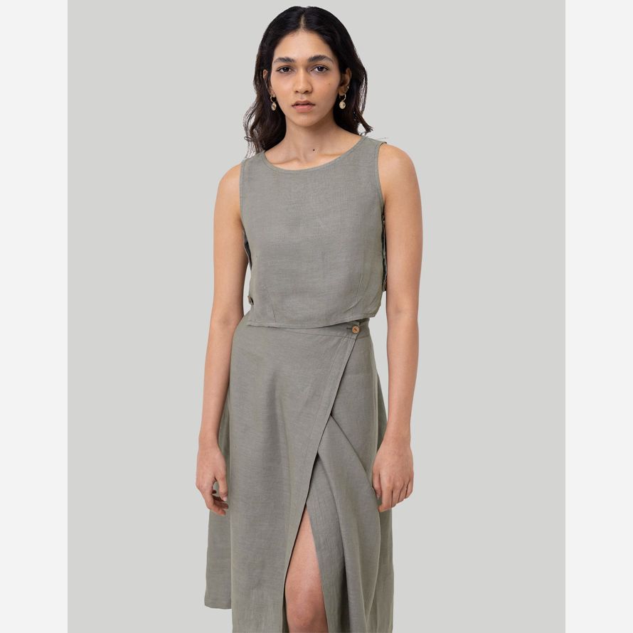 madewell reistor overlap midi womens skirt dark grey