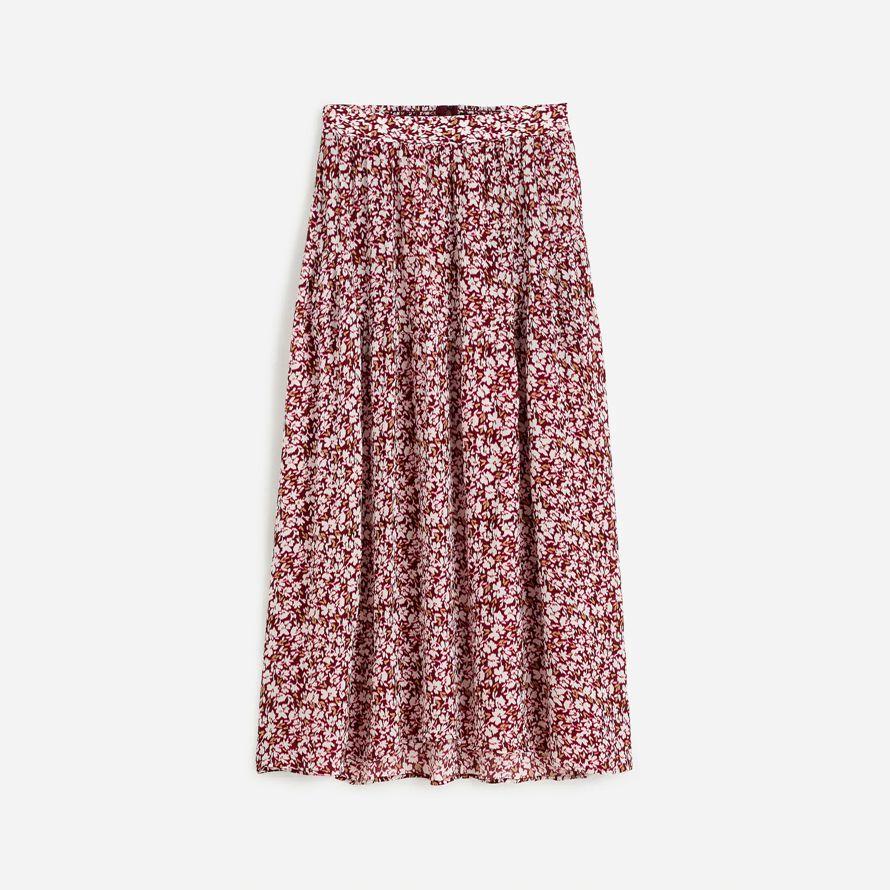 dark red pink womens madewell shirred maxi skirt