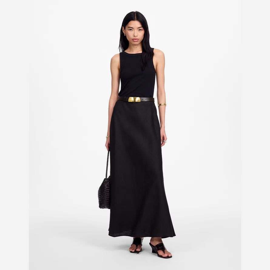 black madewell linen maxi slip womens skirt