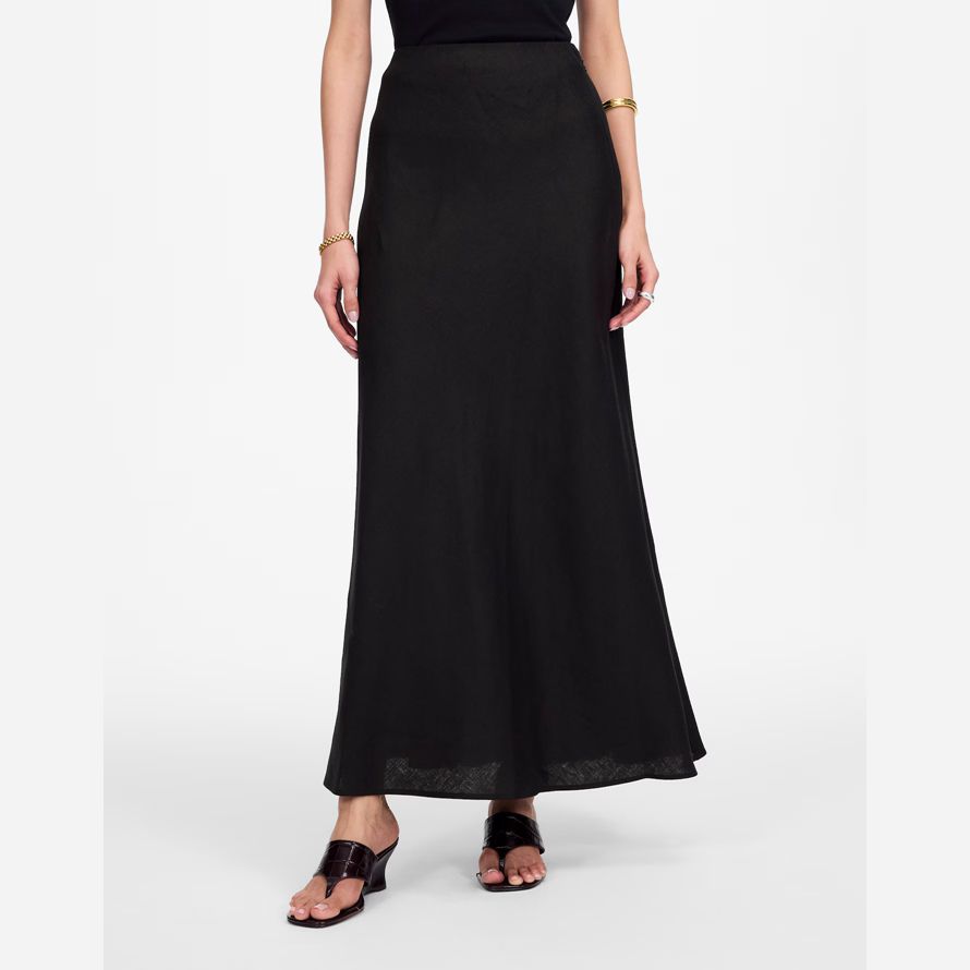 black madewell linen maxi slip womens skirt