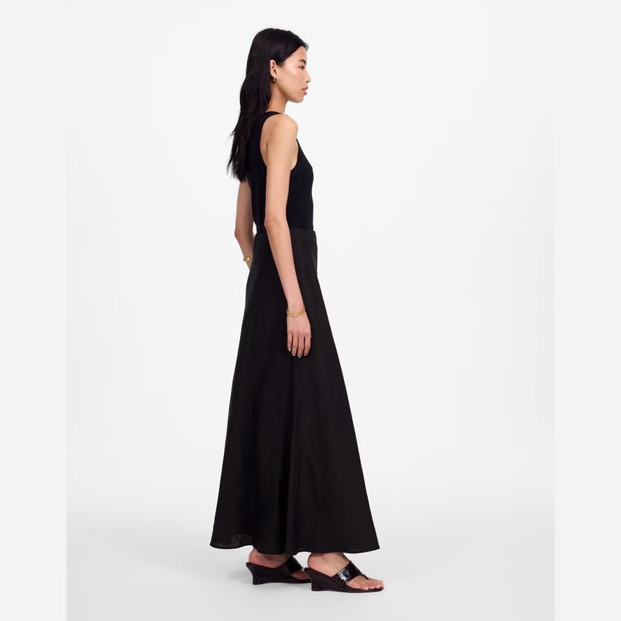 black madewell linen maxi slip womens skirt