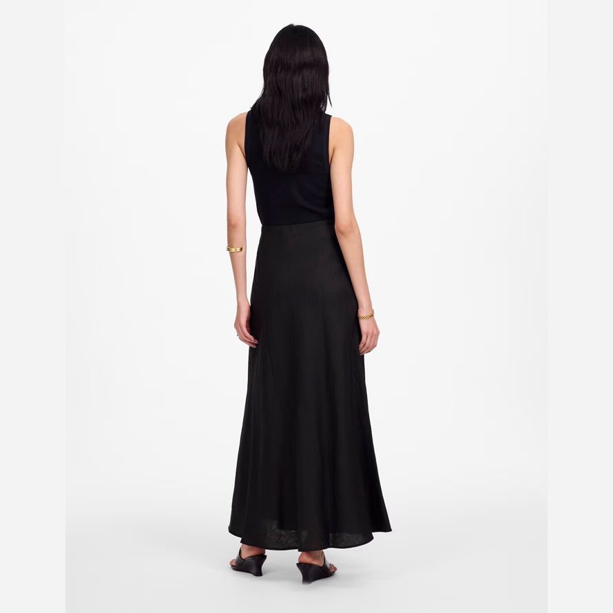 black madewell linen maxi slip womens skirt