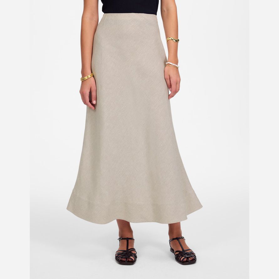 womens madewell linen maxi slip skirt beige