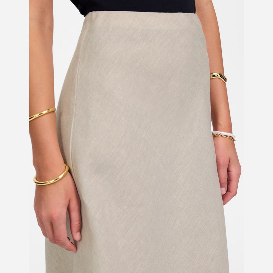 womens madewell linen maxi slip skirt beige