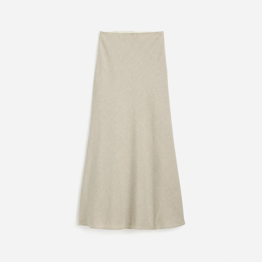 womens madewell linen maxi slip skirt beige