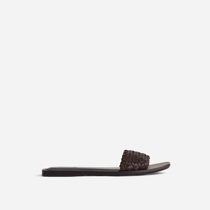 madewell the cora woven leather womens slide chocolate