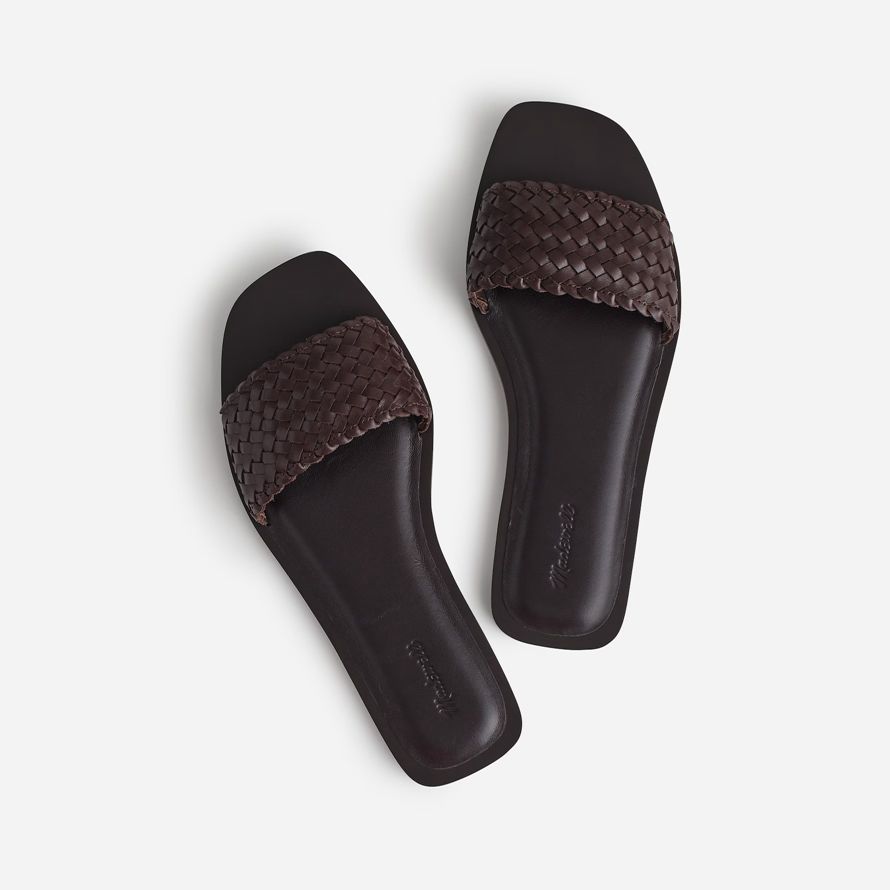 madewell the cora woven leather womens slide chocolate
