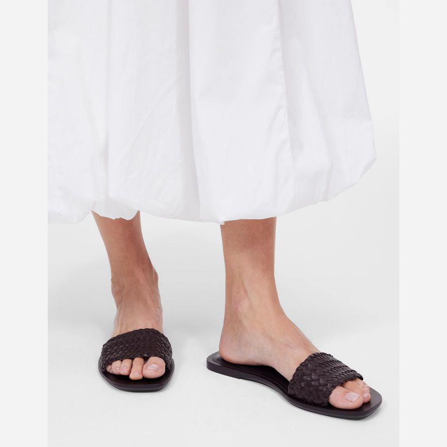 madewell the cora woven leather womens slide chocolate