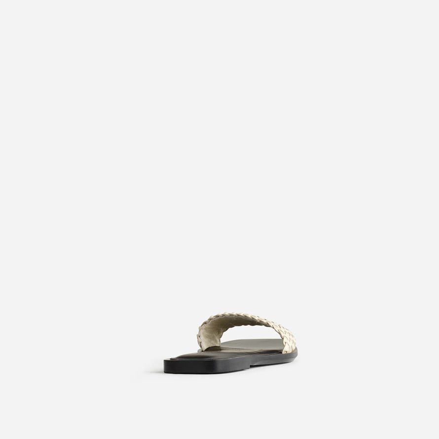 white womens madewell the cora woven leather slide