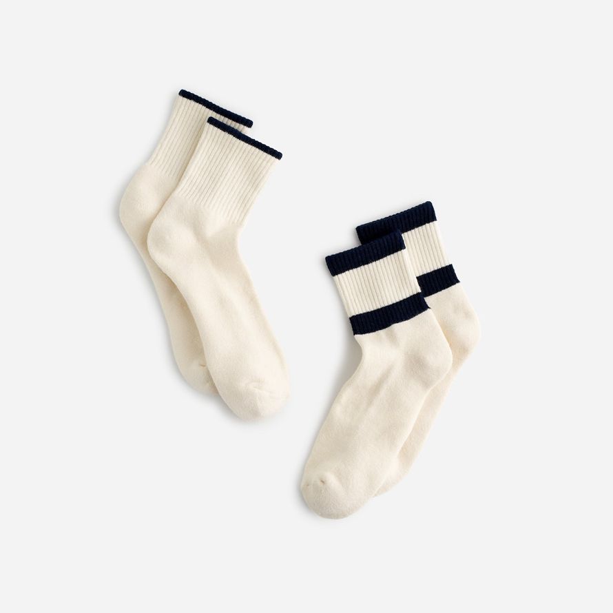 cream womens madewell two-pack mwl cloudlift striped ankle socks