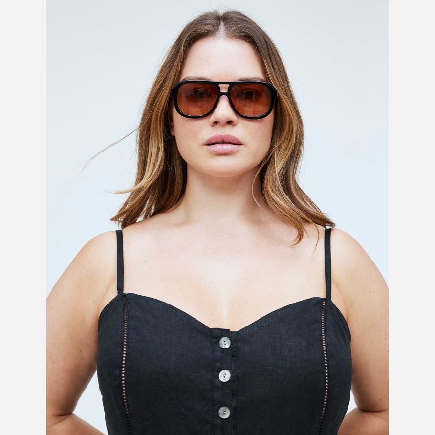 madewell logaan aviator womens sunglasses black