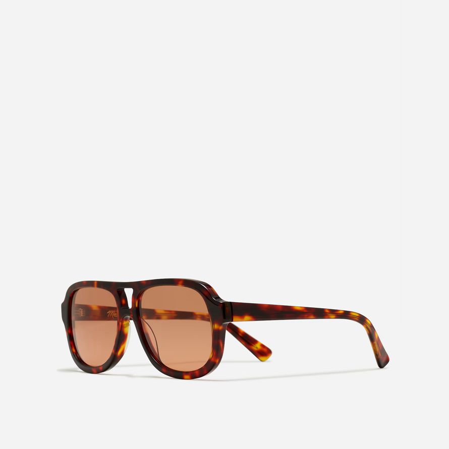 dark brown womens madewell logaan aviator sunglasses