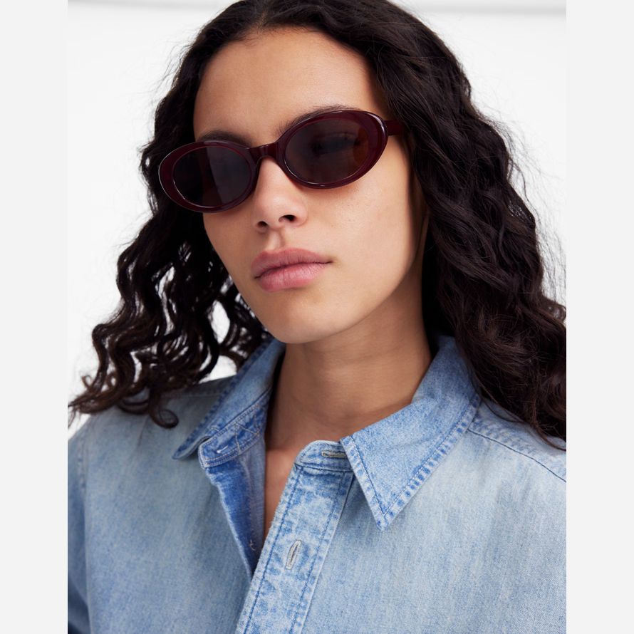 womens madewell russell oval sunglasses burgundy
