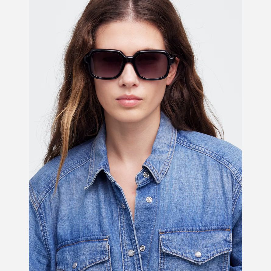 womens madewell oversized square sunglasses black