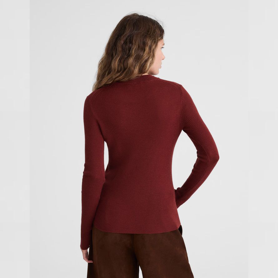 red brown madewell double-layered crewneck merino-wool silk womens sweater