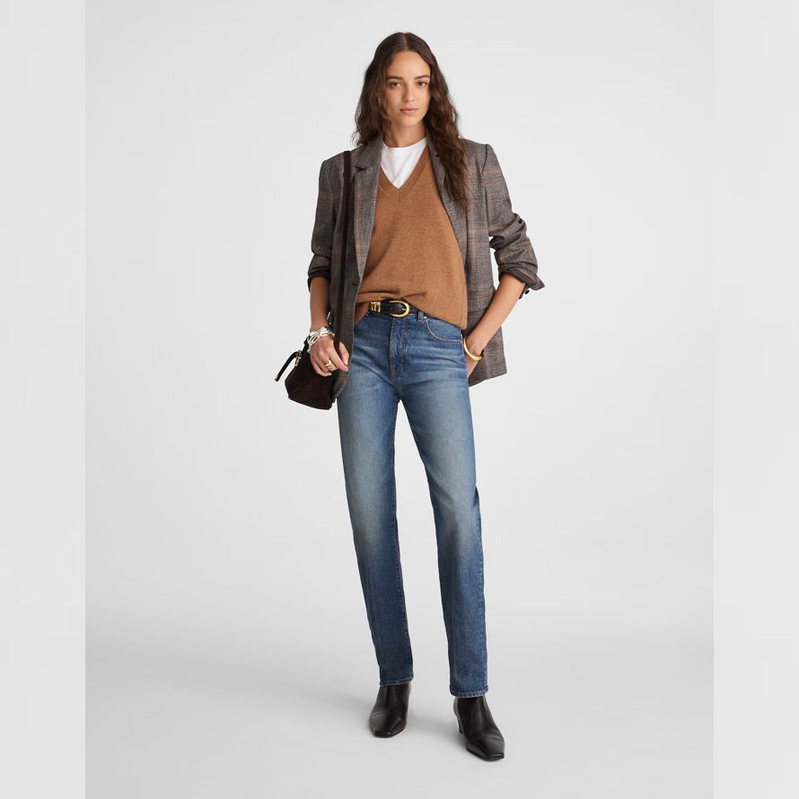 madewell cashmere v-neck sleeveless womens sweater brown