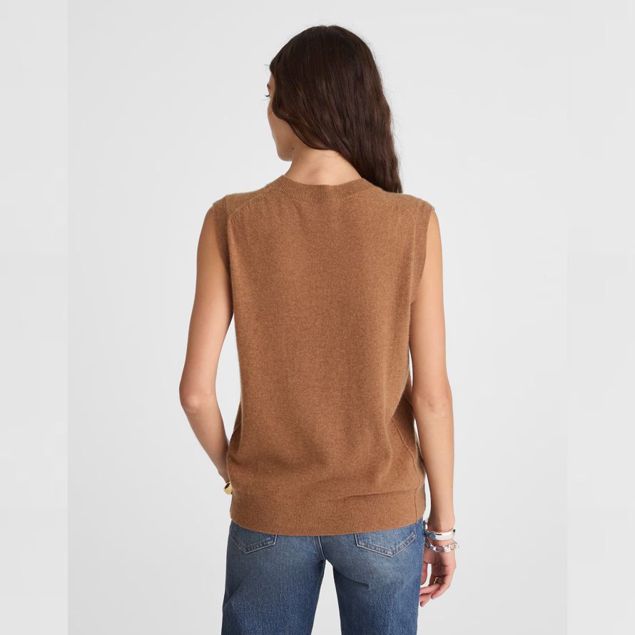 madewell cashmere v-neck sleeveless womens sweater brown
