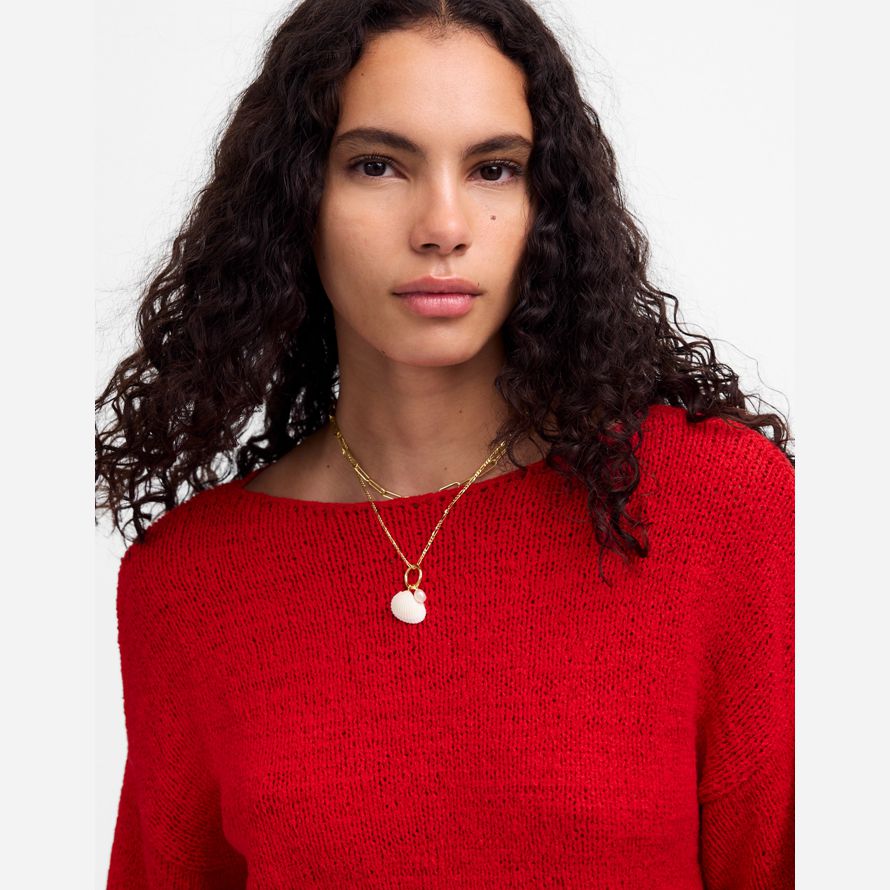 madewell boatneck pullover womens sweater red