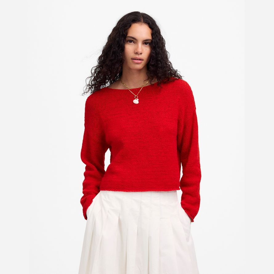 madewell boatneck pullover womens sweater red
