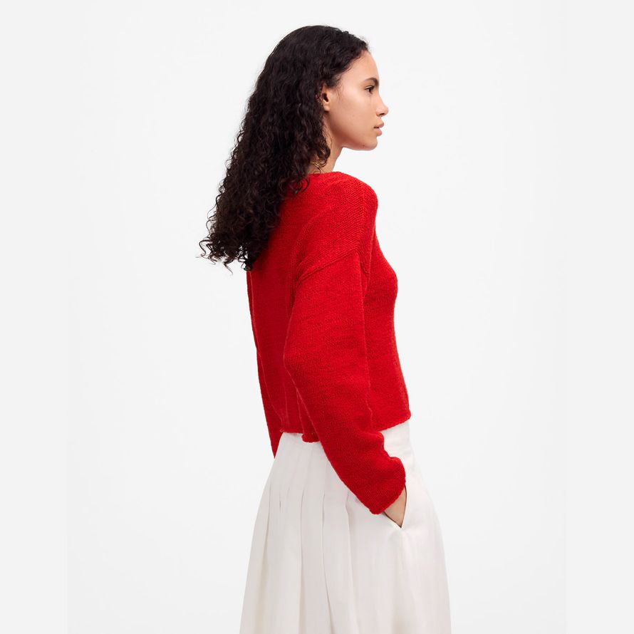 madewell boatneck pullover womens sweater red