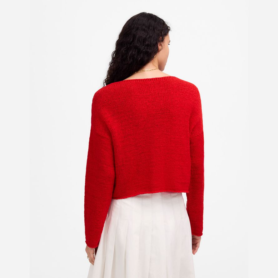 madewell boatneck pullover womens sweater red