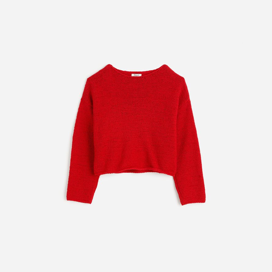 madewell boatneck pullover womens sweater red