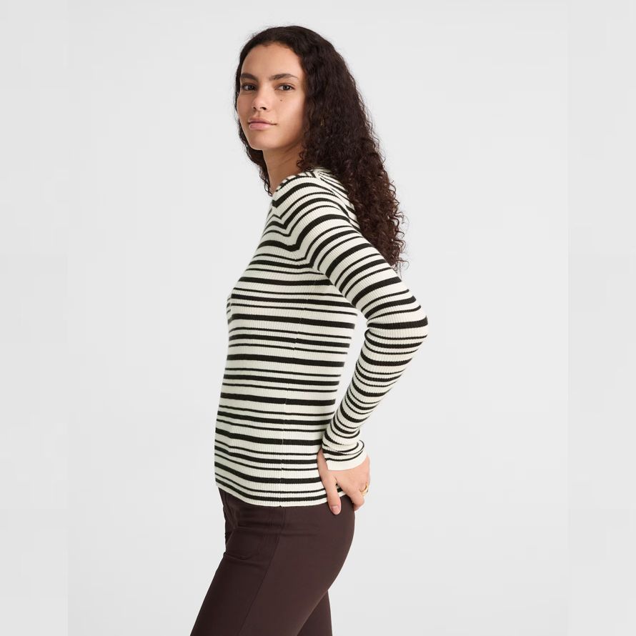 white black madewell double-layered crewneck merino-wool silk womens sweater