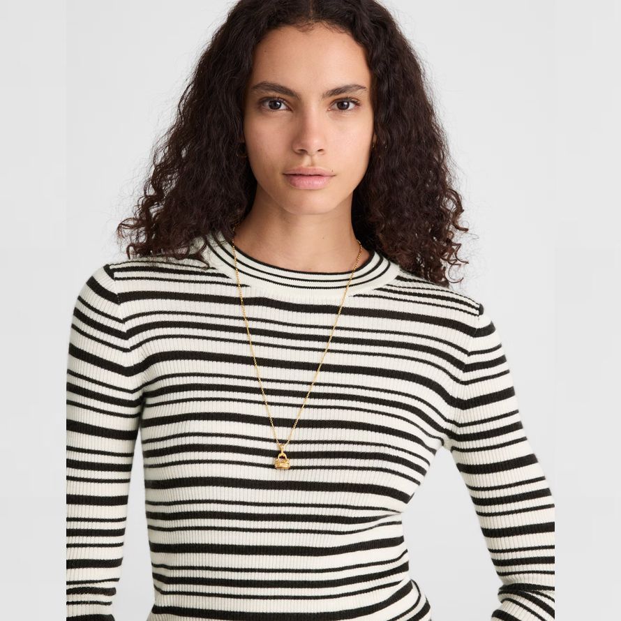 white black madewell double-layered crewneck merino-wool silk womens sweater