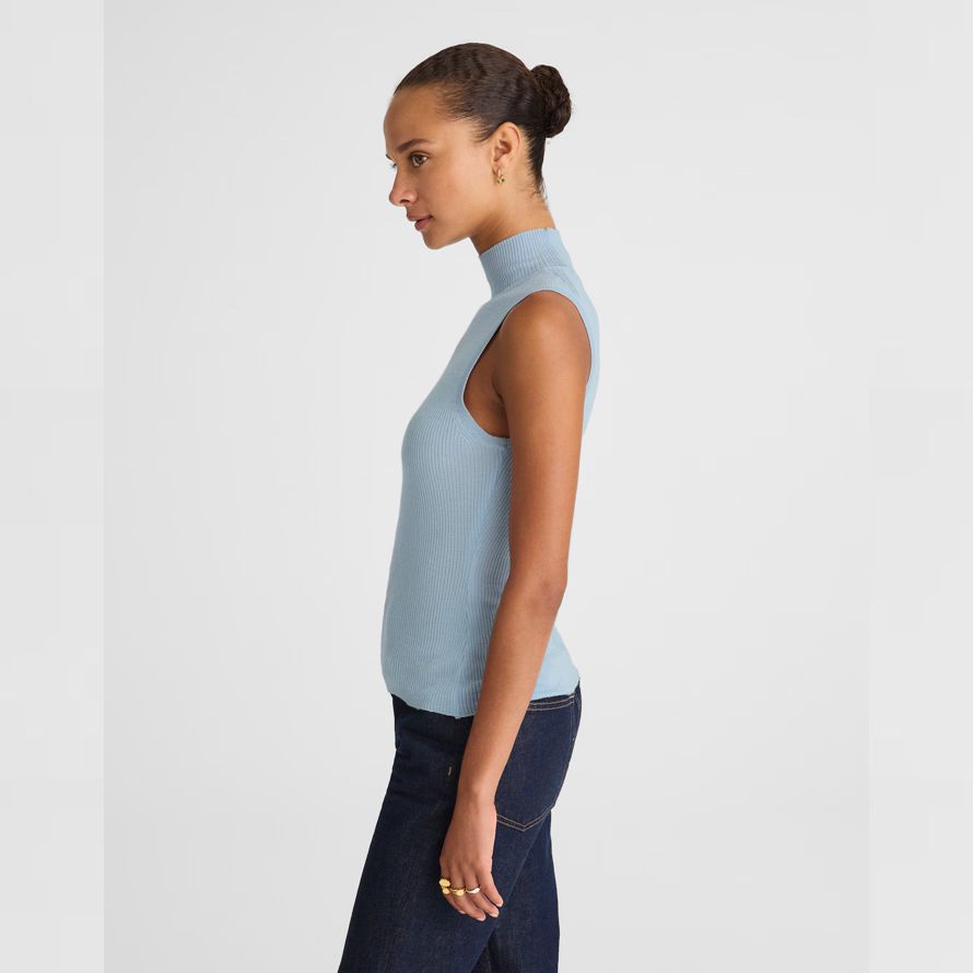 madewell merino wool-silk sleeveless womens sweater light blue