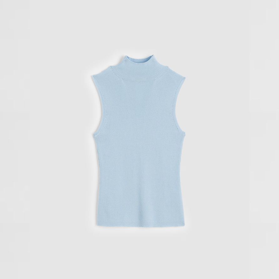 madewell merino wool-silk sleeveless womens sweater light blue
