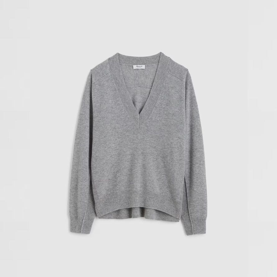grey womens madewell cashmere v-neck sweater