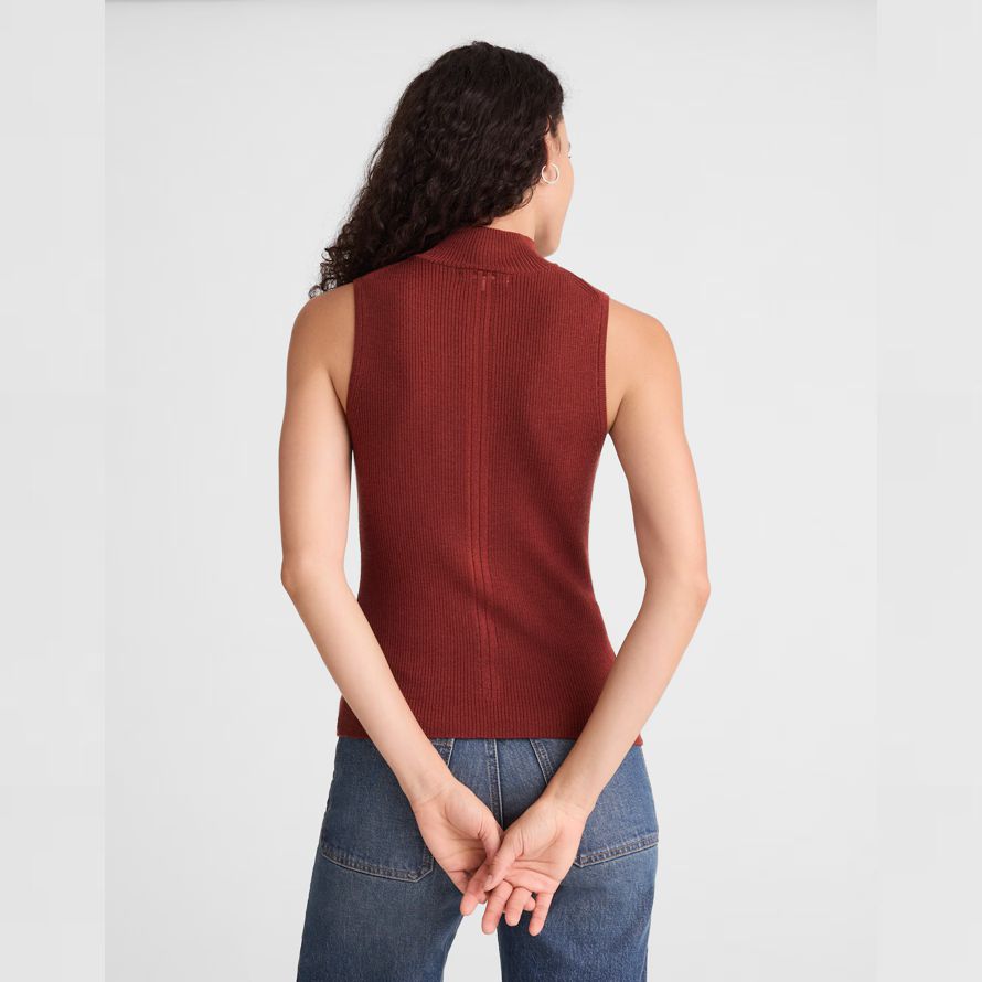 madewell merino wool-silk sleeveless womens sweater red brown