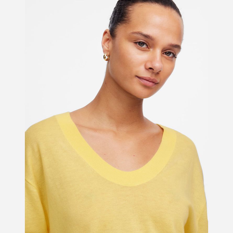 yellow womens madewell cashmere u-neck pullover sweater