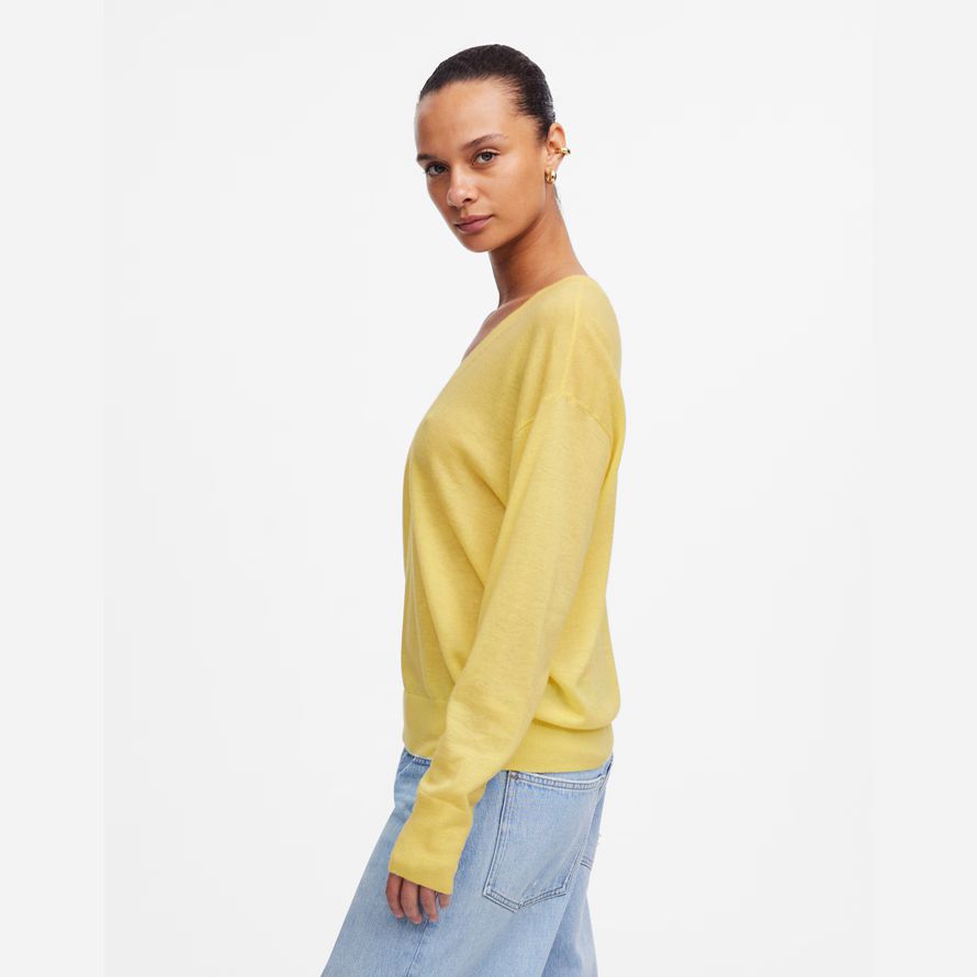 yellow womens madewell cashmere u-neck pullover sweater