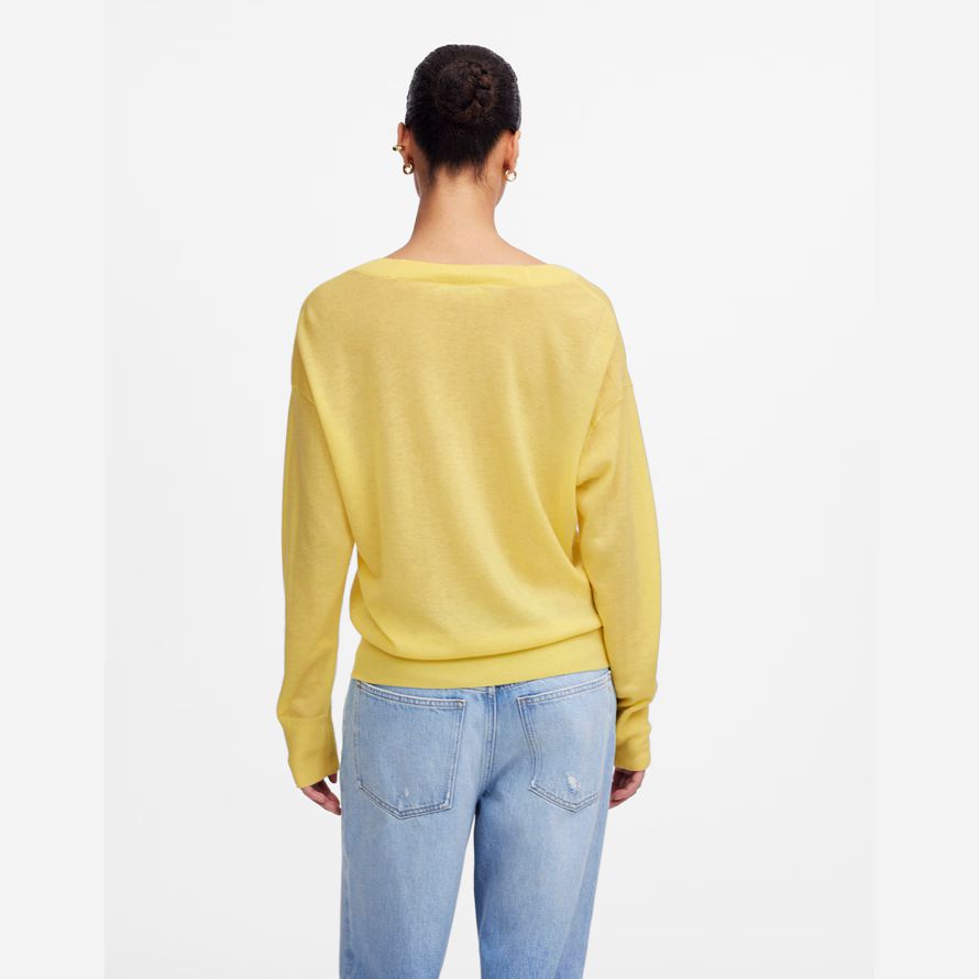 yellow womens madewell cashmere u-neck pullover sweater