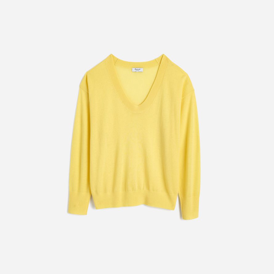 yellow womens madewell cashmere u-neck pullover sweater