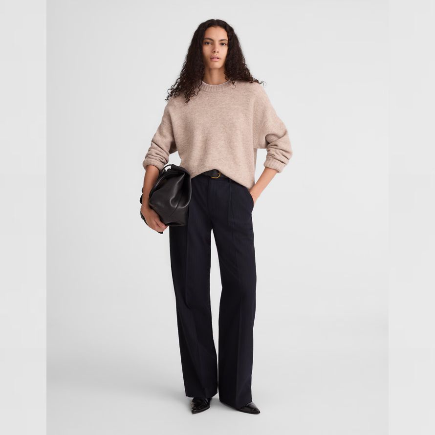 beige madewell cloudsoft drop-shoulder crewneck womens sweater
